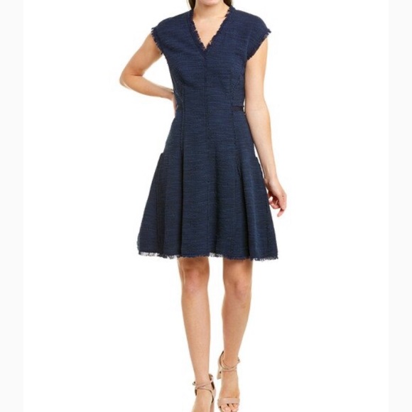 Rebecca Taylor Dresses & Skirts - Rebecca La Vie Blue Navy Tweed A Line Dress Medium